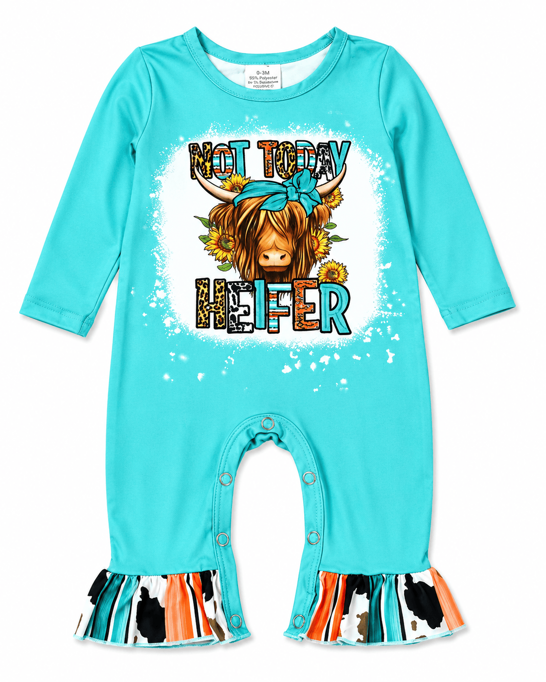 'Not Today Heifer' Turquoise Serape Romper
