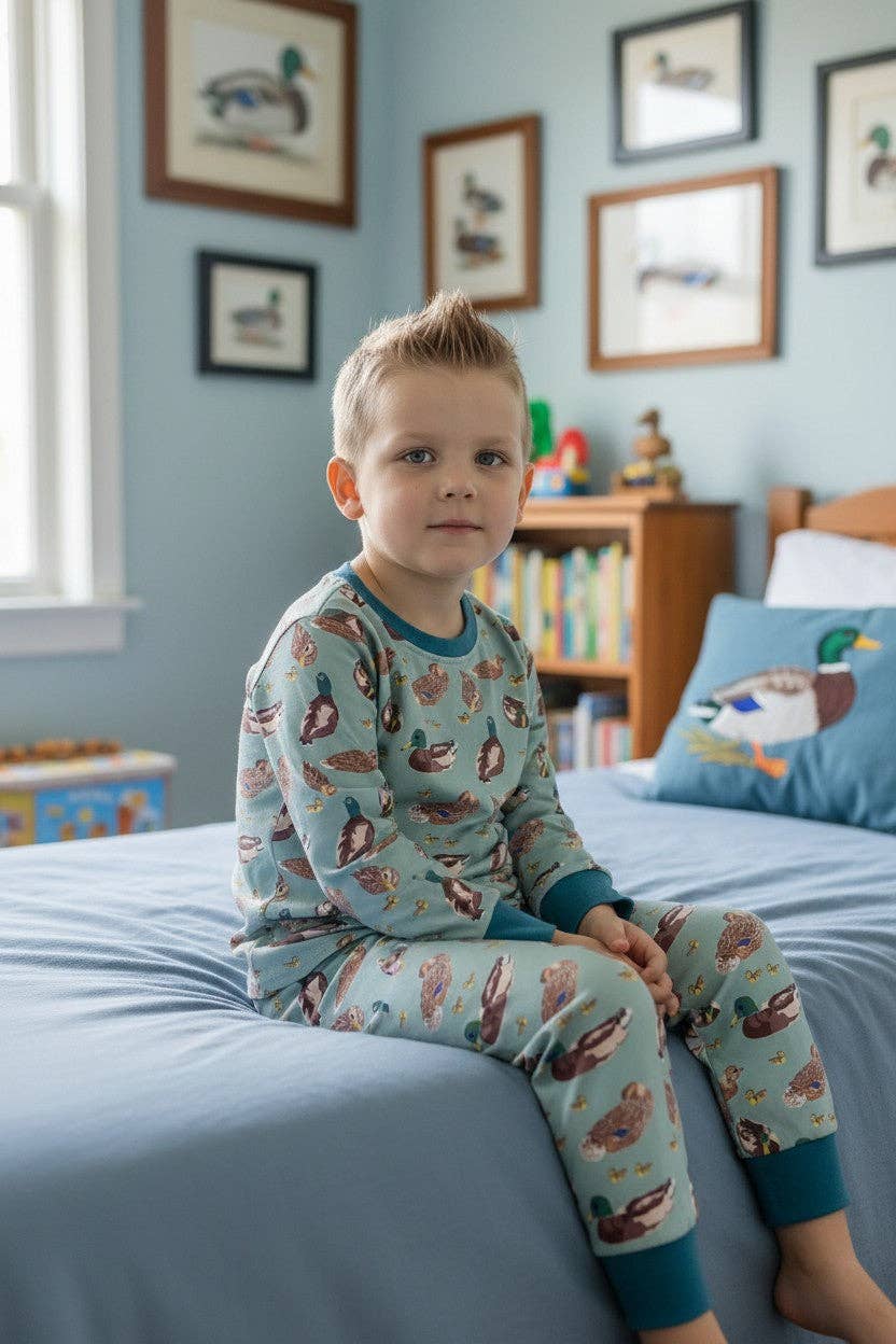 Green mallard printed boys pajamas set