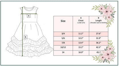 Girls Olivia 3 Ruffle Green Floral Spring Summer Dress