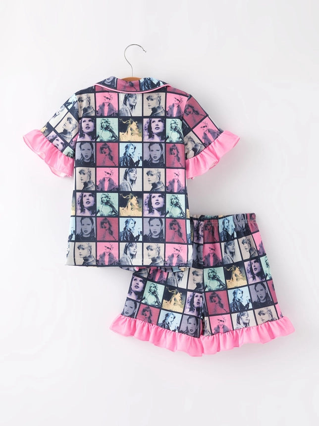 Mommy Me Black Ts Ruffle Pajama Set kids set