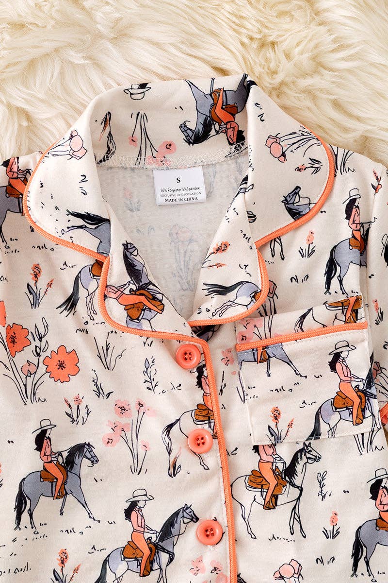 (GIRLS) Floral western pajamas.