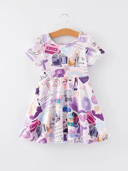 TS Print Girls Milk Silk Dress