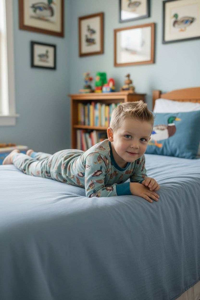 Green mallard printed boys pajamas set