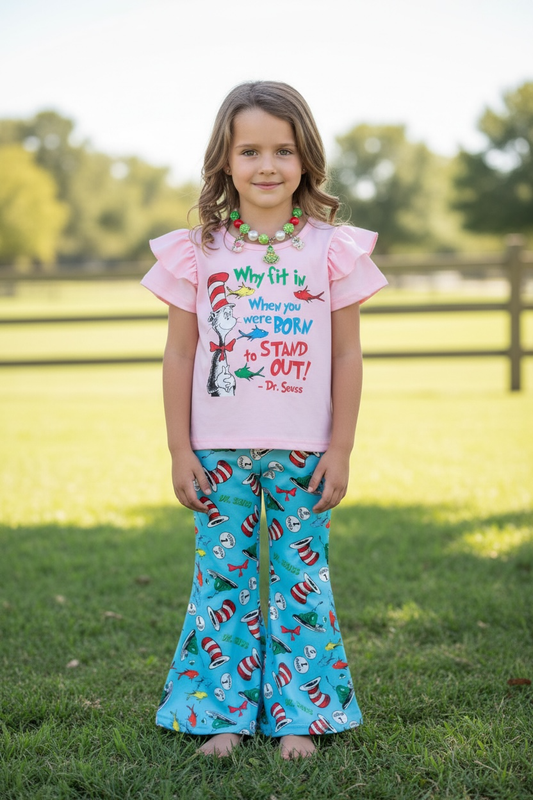 Why fit in when you were born to stand out! girls 2 piece set.