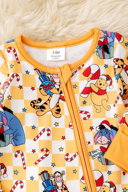 🎟️Honey Christmas character printed checker baby bodysuit