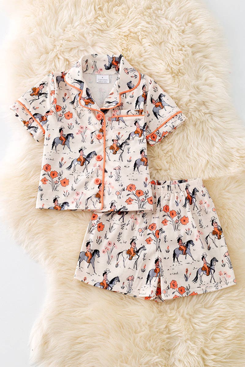 (GIRLS) Floral western pajamas.