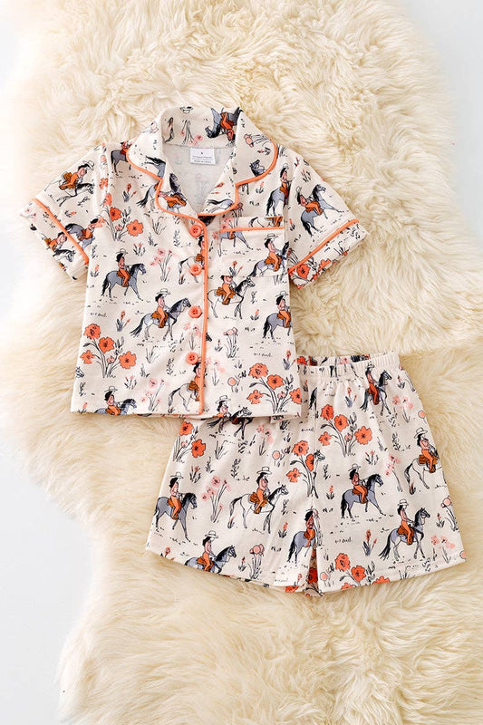 (GIRLS) Floral western pajamas.