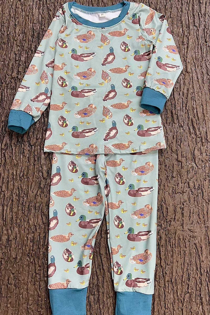 Green mallard printed boys pajamas set