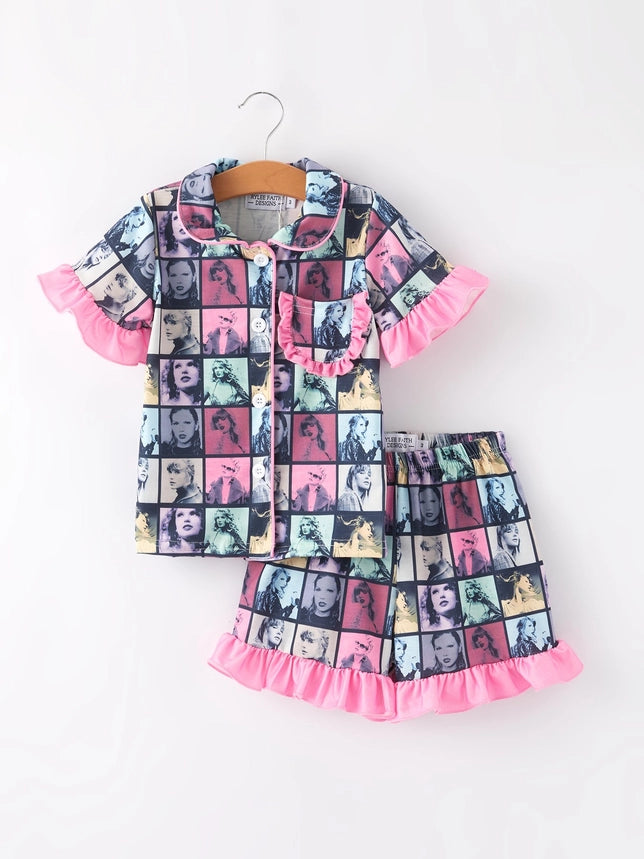 Mommy Me Black Ts Ruffle Pajama Set kids set