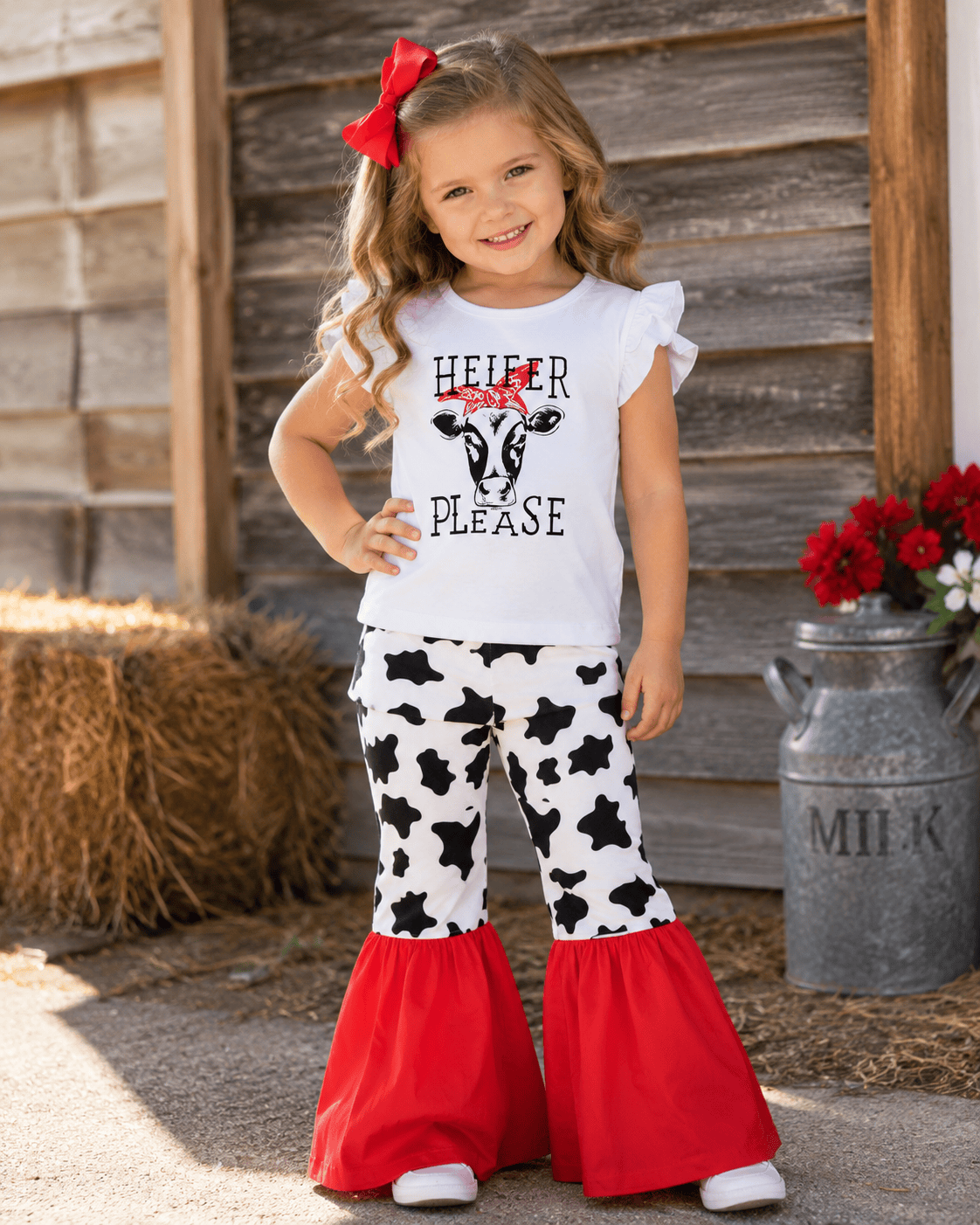 Cow 'Heifer Please' White Kids Outfit