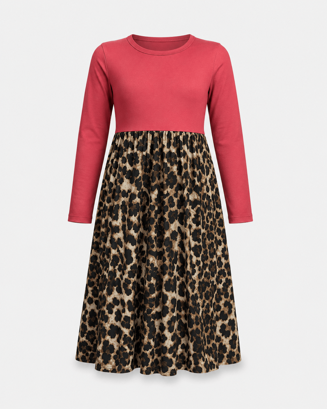 Cheetah Red Long Sleeve Maxi Dress Kids
