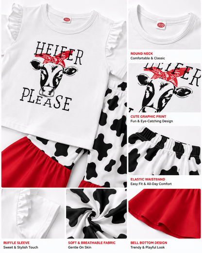 Cow 'Heifer Please' White Kids Outfit