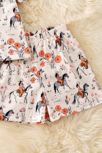 (GIRLS) Floral western pajamas.