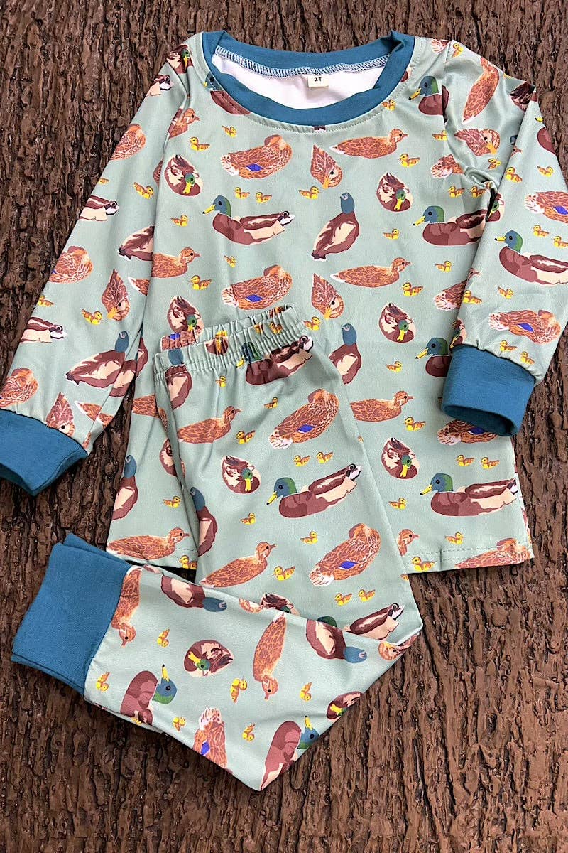 Green mallard printed boys pajamas set