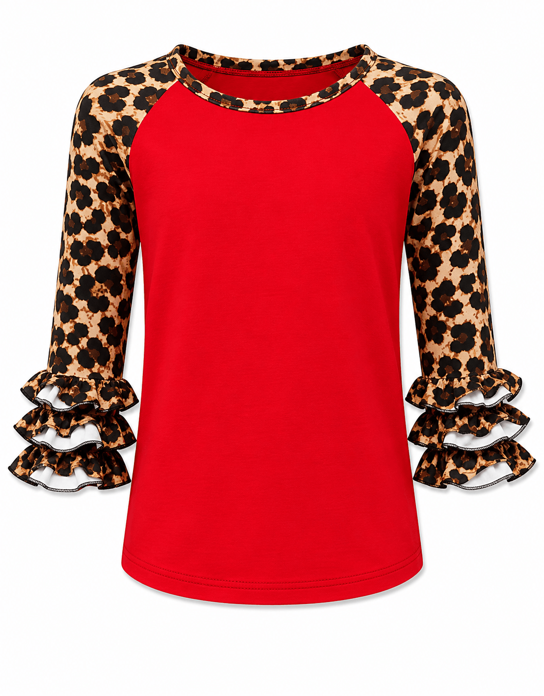 Cheetah Print Red Ruffle Raglan Kids