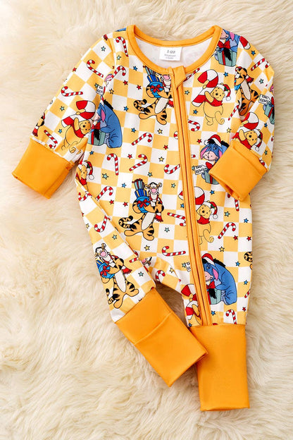 🎟️Honey Christmas character printed checker baby bodysuit